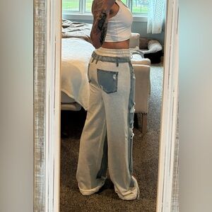 Labijou La Bijou Mixed Material Jeans Sweatpants